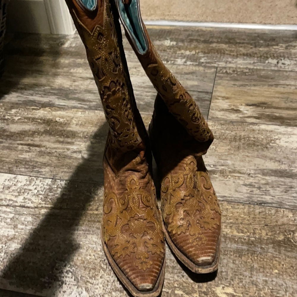 Real lizard skin boots